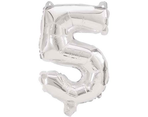 85cm NUMERAL 5 SILVER FOIL BALLOON