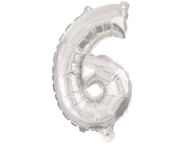 85cm NUMERAL 6 SILVER FOIL BALLOON
