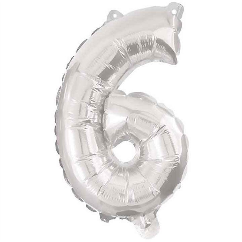 85cm NUMERAL 6 SILVER FOIL BALLOON
