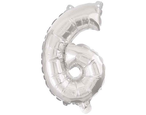85cm NUMERAL 6 SILVER FOIL BALLOON