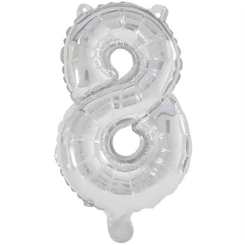 85cm NUMERAL 8 SILVER FOIL BALLOON