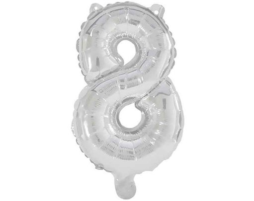 85cm NUMERAL 8 SILVER FOIL BALLOON