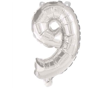 85cm NUMERAL 9 SILVER FOIL BALLOON