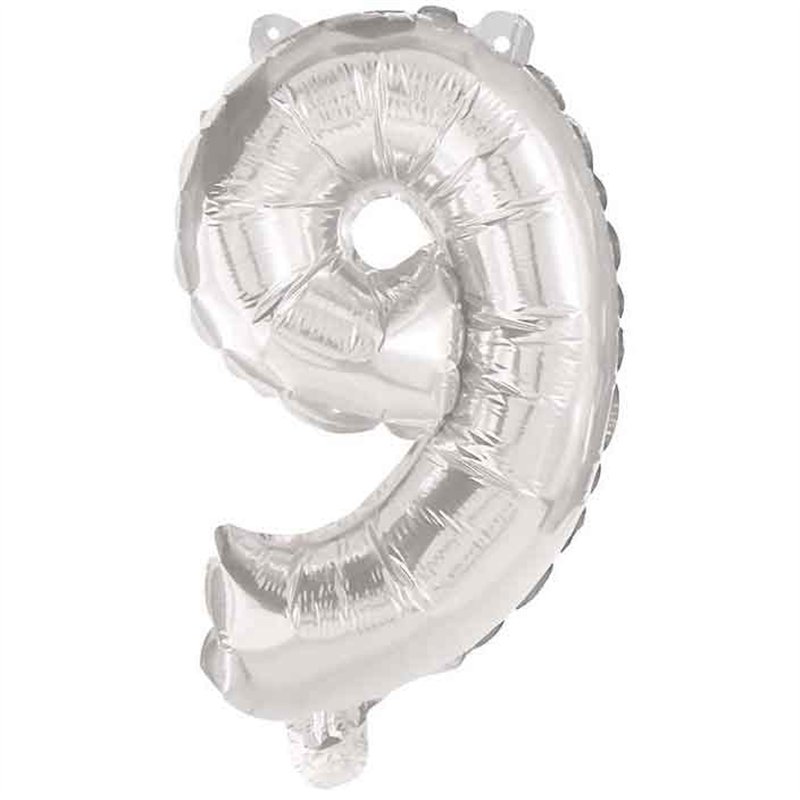 85cm NUMERAL 9 SILVER FOIL BALLOON