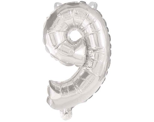 85cm NUMERAL 9 SILVER FOIL BALLOON