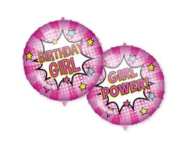 18in BIRTHDAY GIRL POWER-DUAL FACED FOIL BALLOON