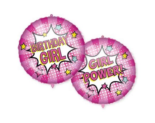18in BIRTHDAY GIRL POWER-DUAL FACED FOIL BALLOON