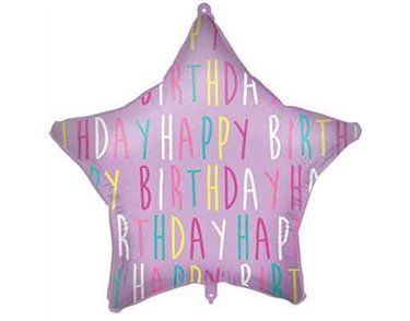 18in HAPPY BIRTHDAY PURPLE STAR FOIL BALLOON