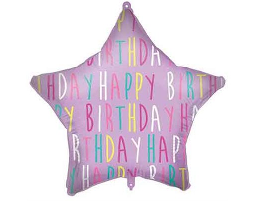 18in HAPPY BIRTHDAY PURPLE STAR FOIL BALLOON