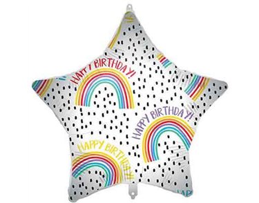 18in HAPPY BIRTHDAY RAINBOW STAR FOIL BALLOON