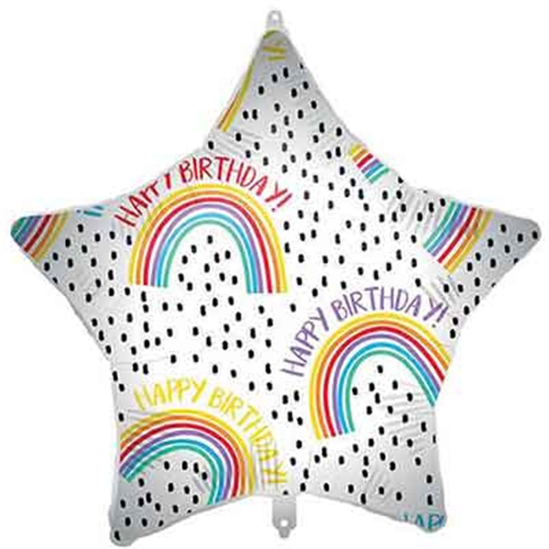 18in HAPPY BIRTHDAY RAINBOW STAR FOIL BALLOON