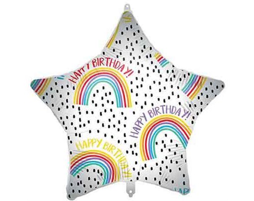 18in HAPPY BIRTHDAY RAINBOW STAR FOIL BALLOON