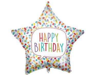 18in HAPPY BIRTHDAY BRIGHT STAR FOIL BALLOON