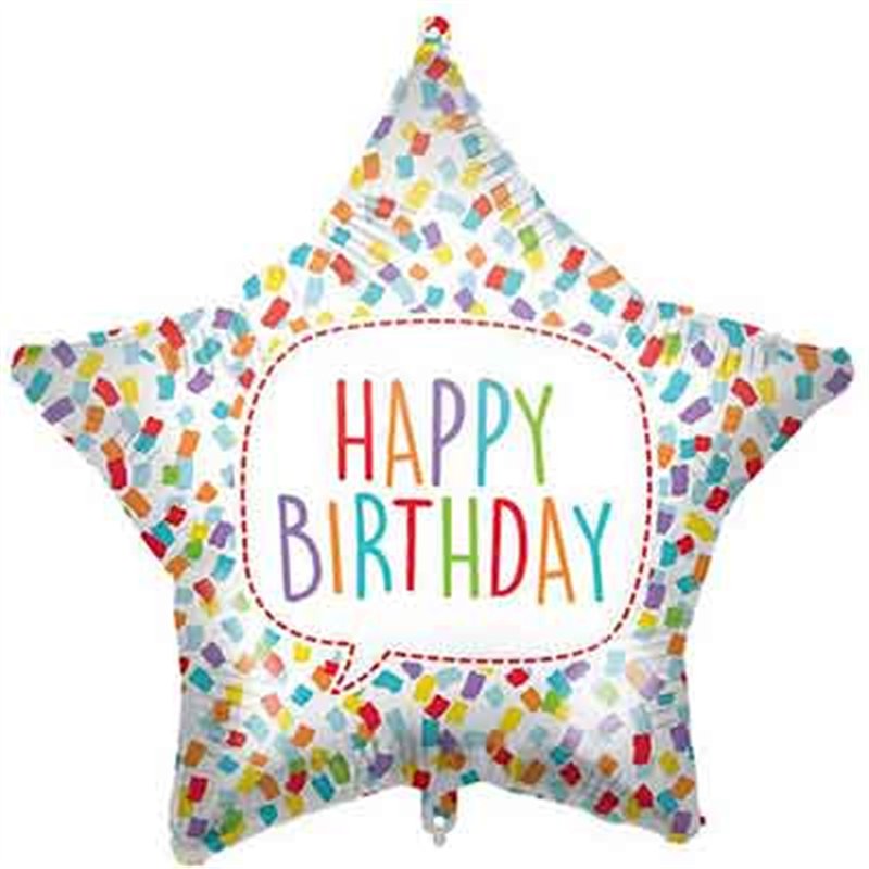 18in HAPPY BIRTHDAY BRIGHT STAR FOIL BALLOON