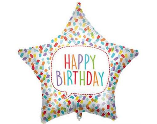 18in HAPPY BIRTHDAY BRIGHT STAR FOIL BALLOON