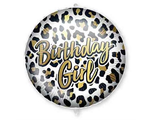 18in BIRTHDAY GIRL LEOPARD FOIL BALLOON