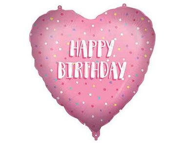 18in HAPPY BIRTHDAY PINK HEART FOIL BALLOON