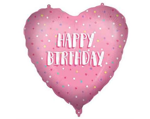 18in HAPPY BIRTHDAY PINK HEART FOIL BALLOON
