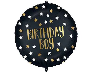 18in BLACK-GOLD BIRTHDAY BOY FOIL BALLOON