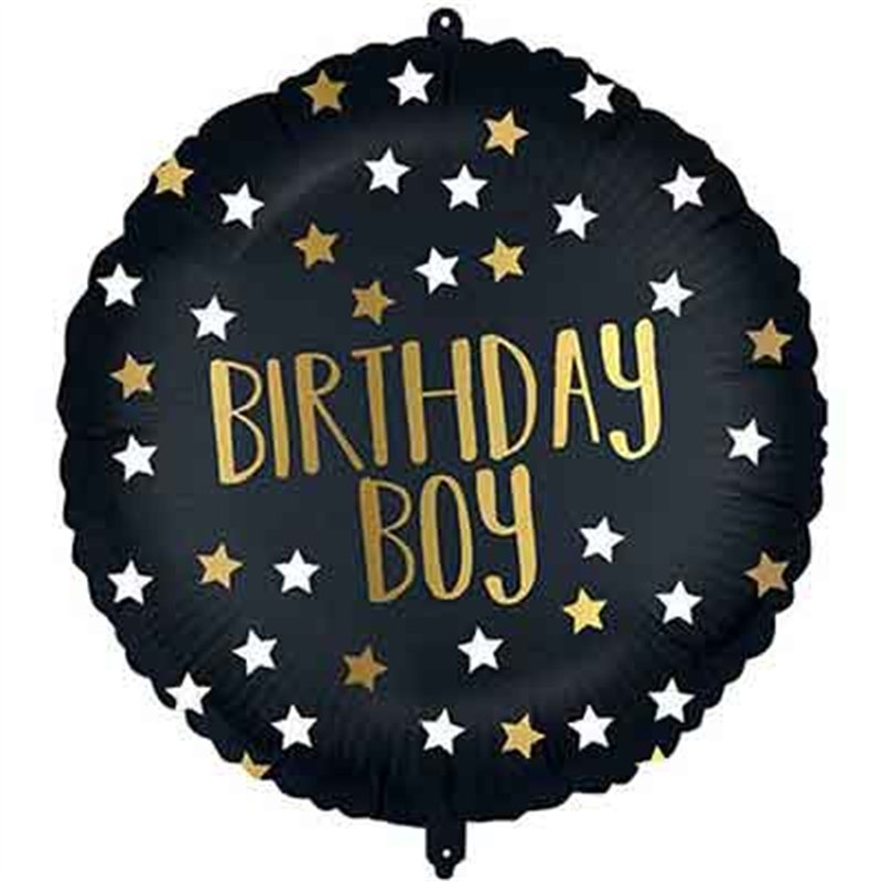 18in BLACK-GOLD BIRTHDAY BOY FOIL BALLOON