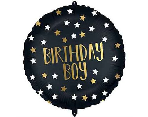 18in BLACK-GOLD BIRTHDAY BOY FOIL BALLOON