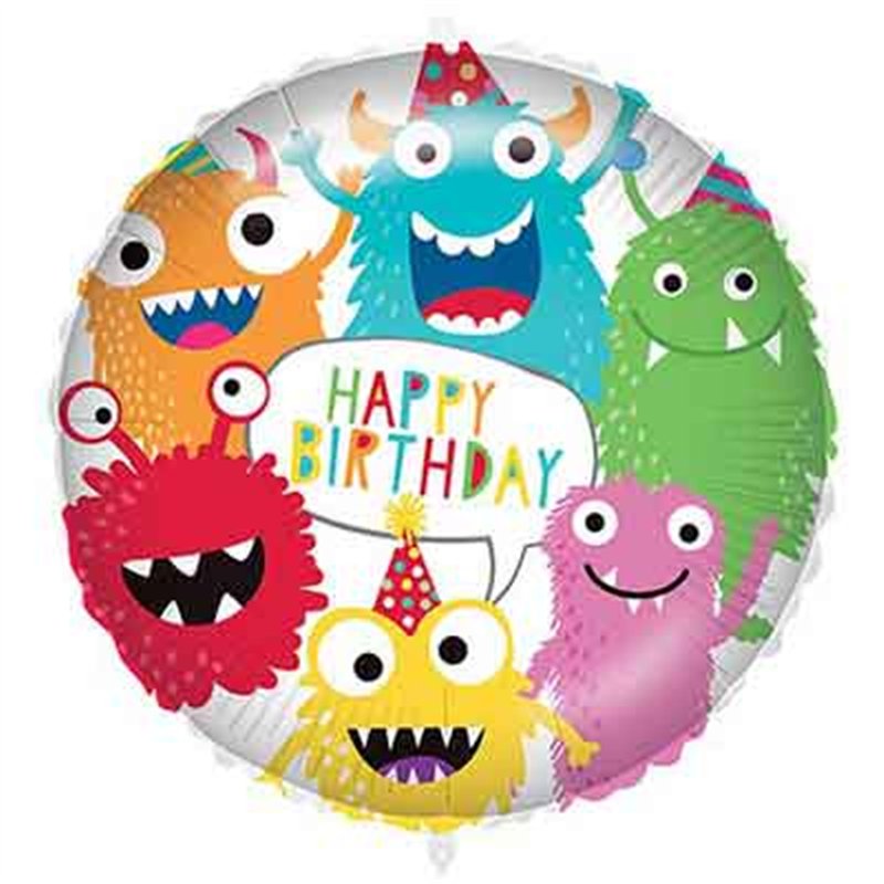 18in HAPPY BIRTHDAY MONSTERS FOIL BALLOON