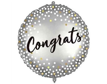 18in CONGRATS METALLIC SPOTS FOIL BALLOON