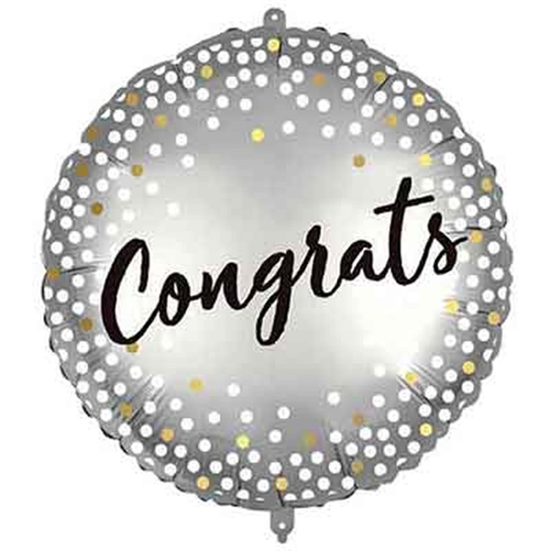 18in CONGRATS METALLIC SPOTS FOIL BALLOON