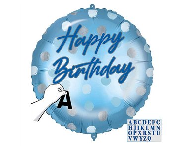 18in PERSONALISED HAPPY BIRTHDAY BLUE FOIL BALLOON