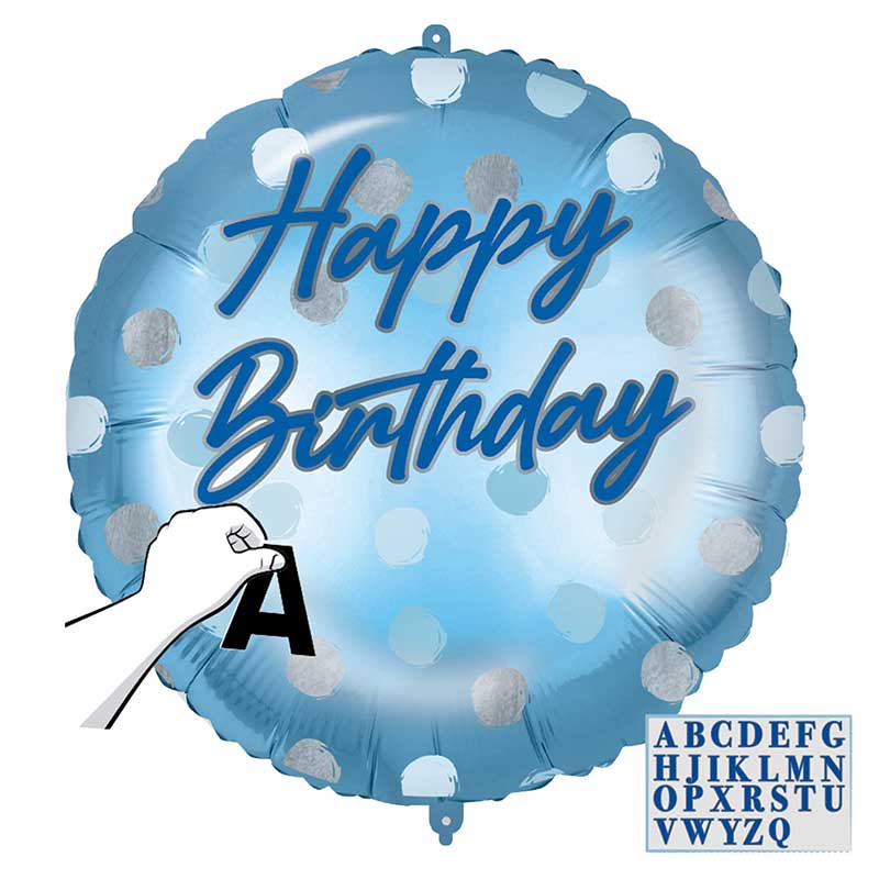 18in PERSONALISED HAPPY BIRTHDAY BLUE FOIL BALLOON