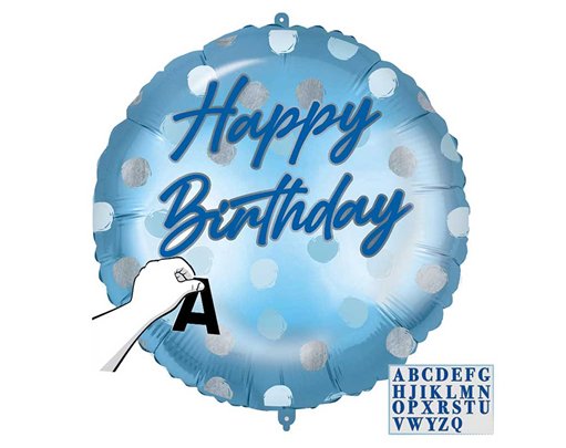 18in PERSONALISED HAPPY BIRTHDAY BLUE FOIL BALLOON