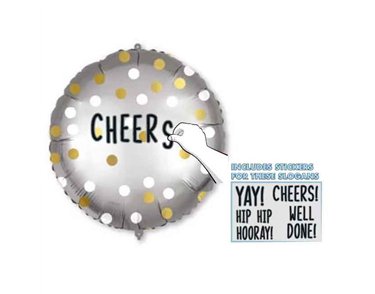 18in PERSONALISED GOLD WHITE DOTS FOIL BALLOON