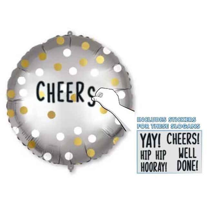 18in PERSONALISED GOLD WHITE DOTS FOIL BALLOON