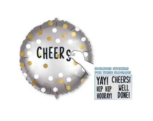 18in PERSONALISED GOLD WHITE DOTS FOIL BALLOON
