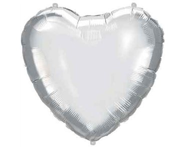 18in SILVER HEART SHAPED FOIL BALLOON