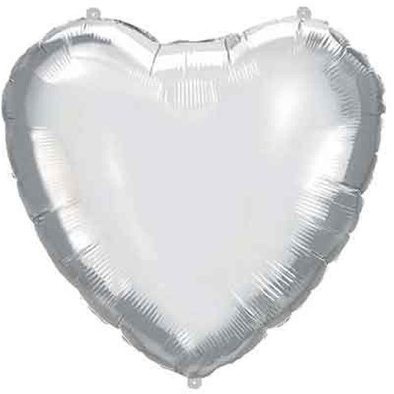 18in SILVER HEART SHAPED FOIL BALLOON