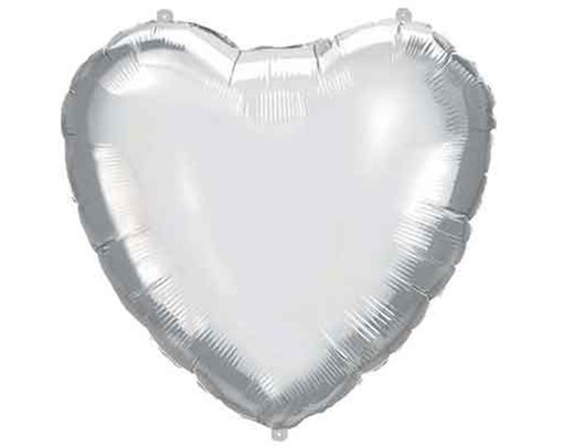 18in SILVER HEART SHAPED FOIL BALLOON