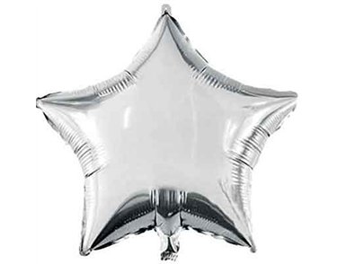 18in SILVER STAR SHAPED FOIL BALLOON
