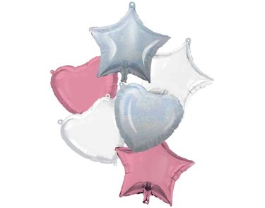 PINK/WHITE/IRIDESCENT FOIL BALLOON BOUQUET