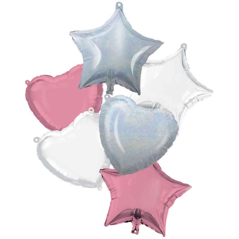 PINK/WHITE/IRIDESCENT FOIL BALLOON BOUQUET