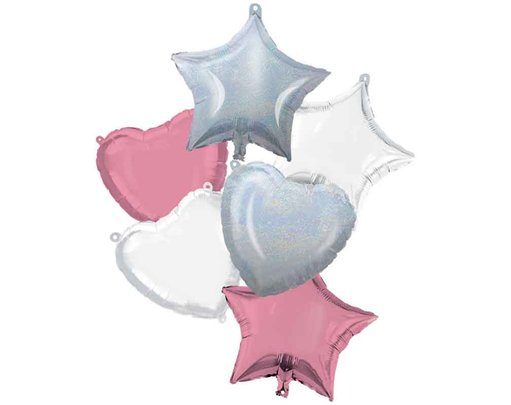 PINK/WHITE/IRIDESCENT FOIL BALLOON BOUQUET