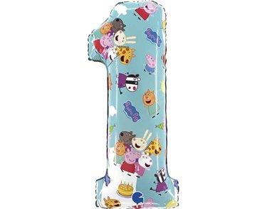26in PEPPA PIG NUMBER 1 FOIL BALLOON