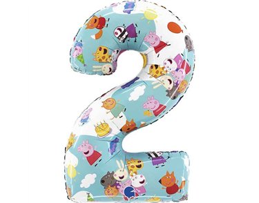 26in PEPPA PIG NUMBER 2 FOIL BALLOON