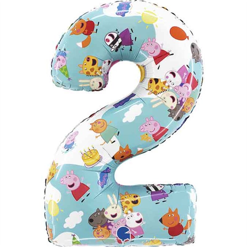26in PEPPA PIG NUMBER 2 FOIL BALLOON