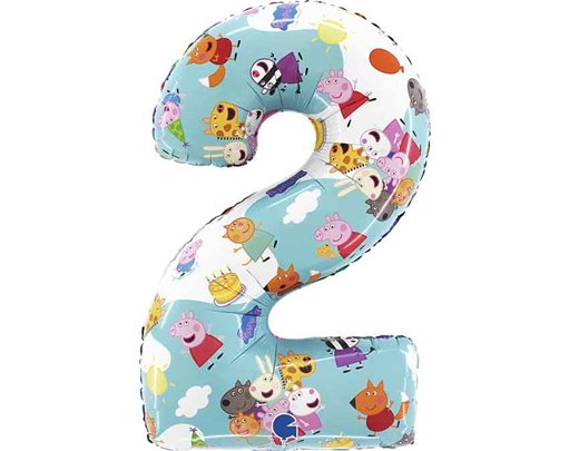 26in PEPPA PIG NUMBER 2 FOIL BALLOON