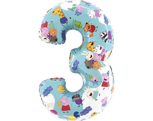 26in PEPPA PIG NUMBER 3 FOIL BALLOON