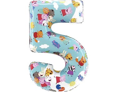 26in PEPPA PIG NUMBER 5 FOIL BALLOON