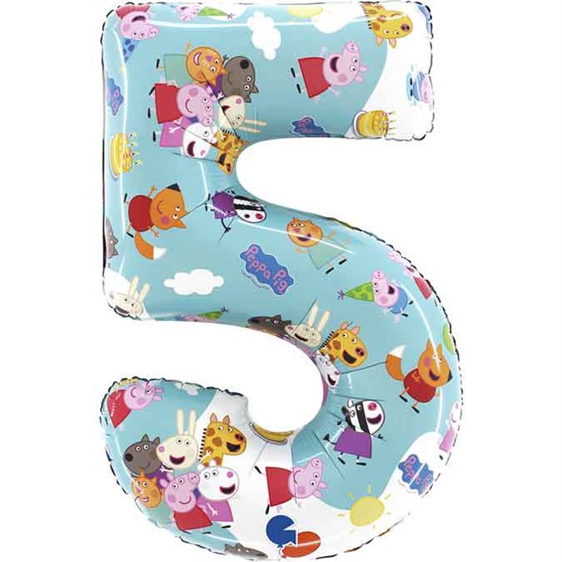26in PEPPA PIG NUMBER 5 FOIL BALLOON