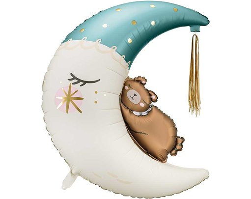 TEDDY BEAR ON THE MOON FOIL BALLOON