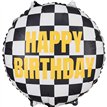 CHEQUERED FLAG HAPPY BIRTHDAY FOIL BALLOON